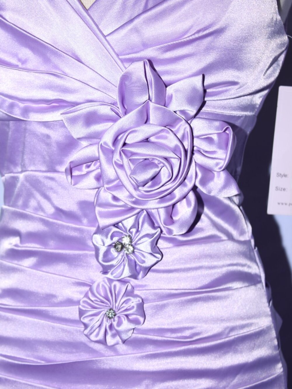 Poly USA #5922 Long Satin Fit & Flare Bridesmaid Evening Gown-Size M- LILAC- NWT - Picture 6 of 6